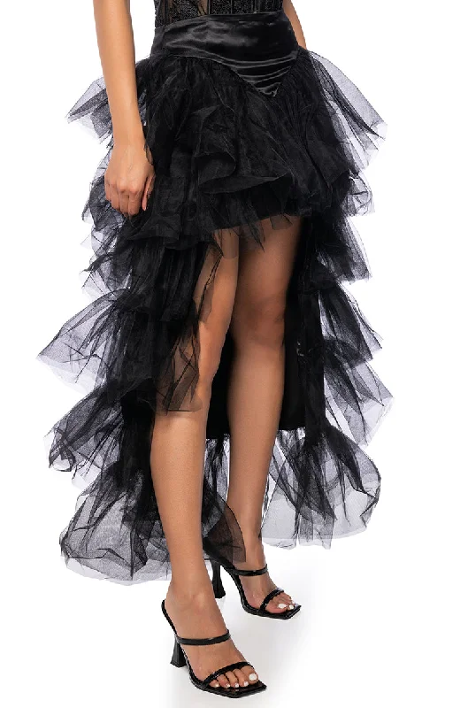 Elegant Women's Evening Garments Ends Soon THE AWARD SHOW TULLE HIGH LOW SKIRT IN BLACK