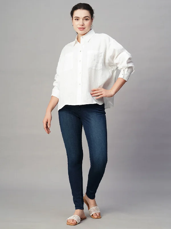 Modern Women's Clothes Fashion Essentials Women's White Linen Boxy Fit Blouse