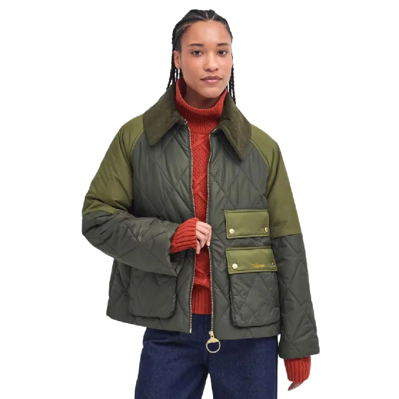 Women's Seasonal Garments Urban Femme Streetwear Milby Quilt Jacket (Olive + Ancient)