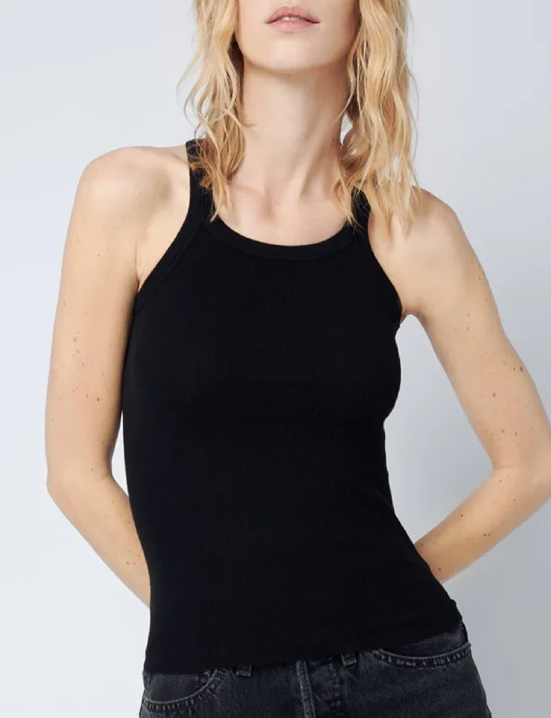 Women's Travel Garments Crazy Discounts, Hurry Up Ribbed Tank, Black