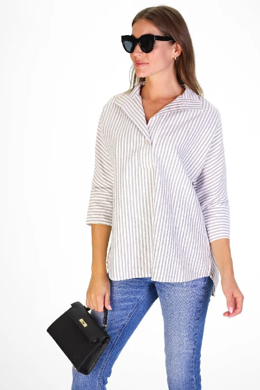 Women's Active Clothing From Casual To Classy The Joanna Popover in Wide Oxford Stipe