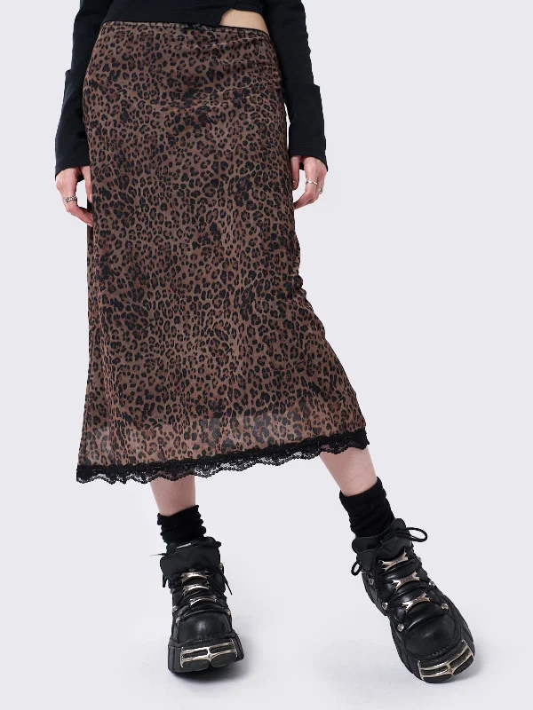 Women's Transitional Attire Unbeatable Prices Nala Leopard Mesh Midi Skirt