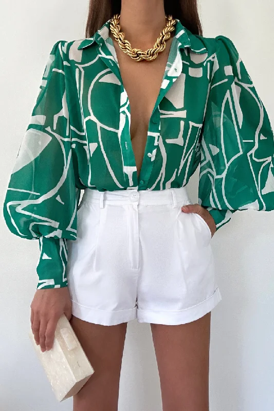 Women's Everyday Garments Now On Sale For Chic Urban Styles FLEETWOOD BLOUSE - GIANI GREEN