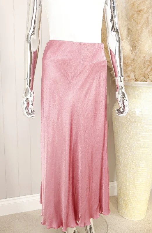 Women's Everyday Attire Spring Wardrobe Satin Flair Skirt Rose