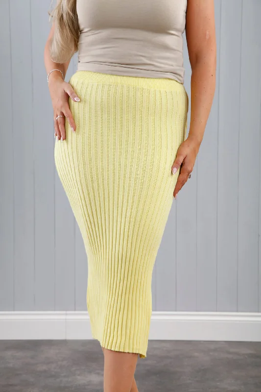 Women's Attire Beat The Heat In Tropical Styles Reese Ribbed Skirt Sherbet Lemon