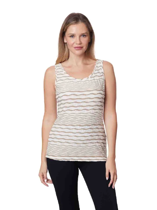 Women's Seasonal Wardrobe Clothing Latest Trends Tianello Taupe "Bent Stripe" Knit "Heidie" Tank