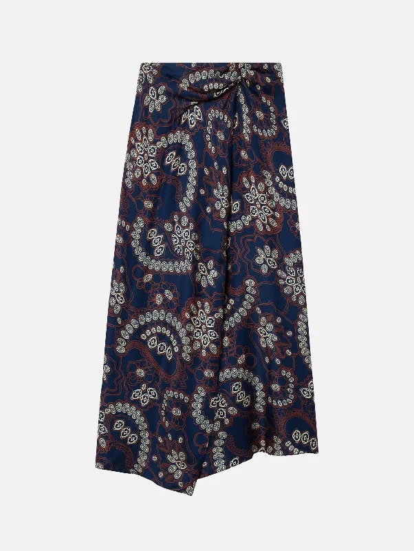 Chic Women's Outfit Feminine Flow Clara Paisley Skirt in Navy