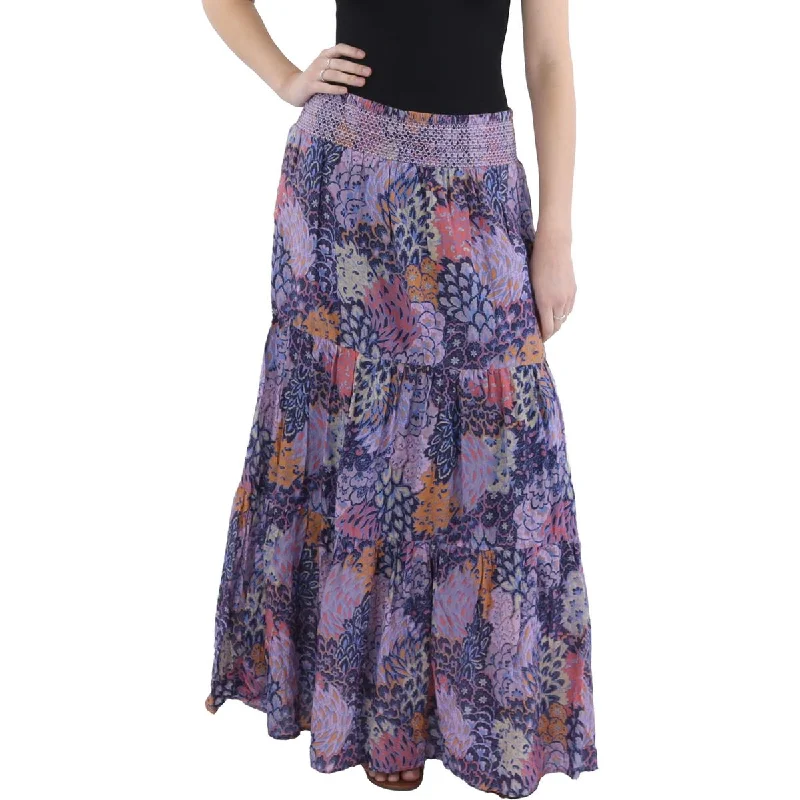 Women's Clothing For Everyday Wear Chic & Cozy Apparel Womens Silk Blend Smocked Maxi Skirt