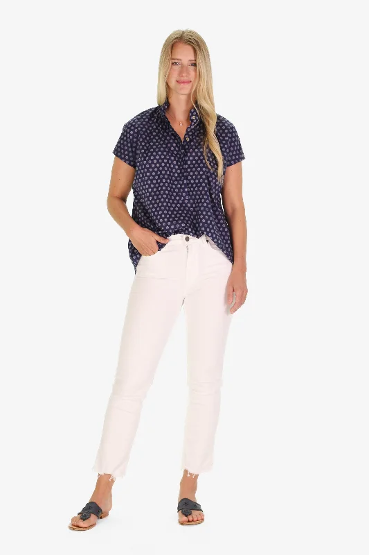 Modern Women's Apparel Exclusive Discount The Pepper Popover in Navy Sketched Dot