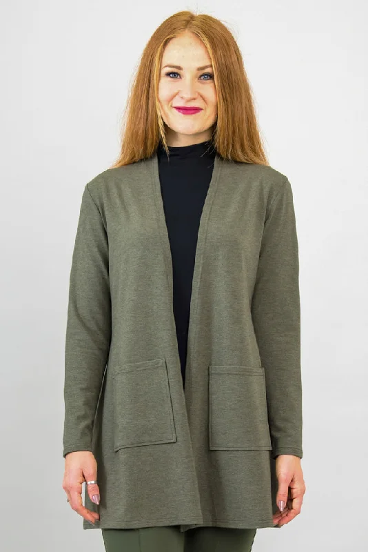 Women's Travel Attire Chic And Edgy Pauline Jacket, Yarn Dye Khaki, Bamboo