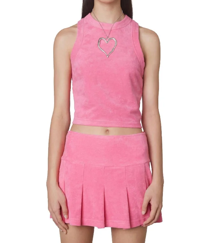 Women's Stylish Professional Garments Seasonal Sale Pleated Terry Skort In Pink