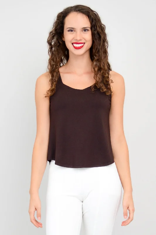 Women's Casual Wear Clothing Chic Style Ritzy Tank, Coffee, Bamboo