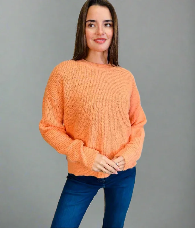 Women's Sporty Clothes Ethnic Cultural Event Wear Orange Wool Blend Classic Jumper