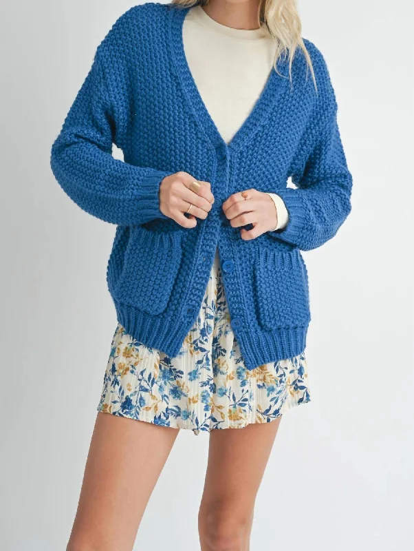 Women's Clothing For Holiday Travel Special Offer Eleanor Button Down Cardigan In Electric Blue