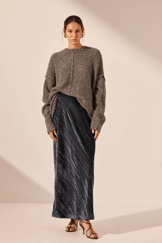 Charming Women's Clothes For Special Events Hollywood Glam Award - Show Style HOLLI BIAS CUT MAXI SKIRT - DARK ASH