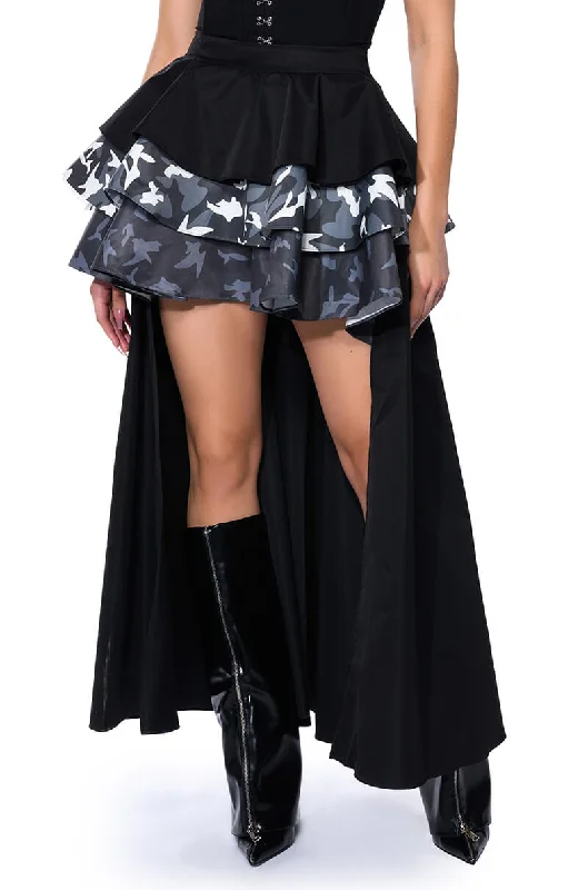 Women's Outerwear Attire Elegant Style UNBOTHERED HIGH LOW HEM RUFFLE MAXI SKIRT