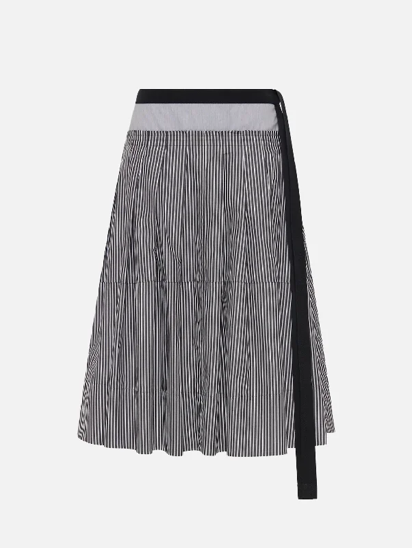 Timeless Women's Outfit Feminine Soft - Hued Styles Ashton Skirt in Charcoal Stripe