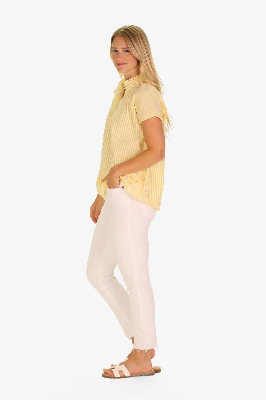 Affordable Luxury Women's Apparel Fashion-Forward The Pepper Popover in Lemon Linen Stripe