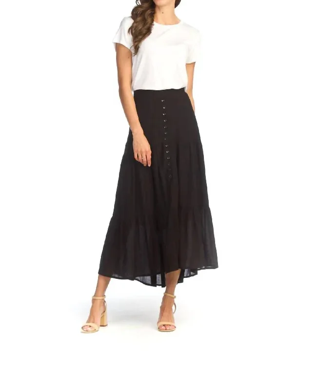 Women's Comfortable Garments Casual Chic Solid Tiered Skirt In Black