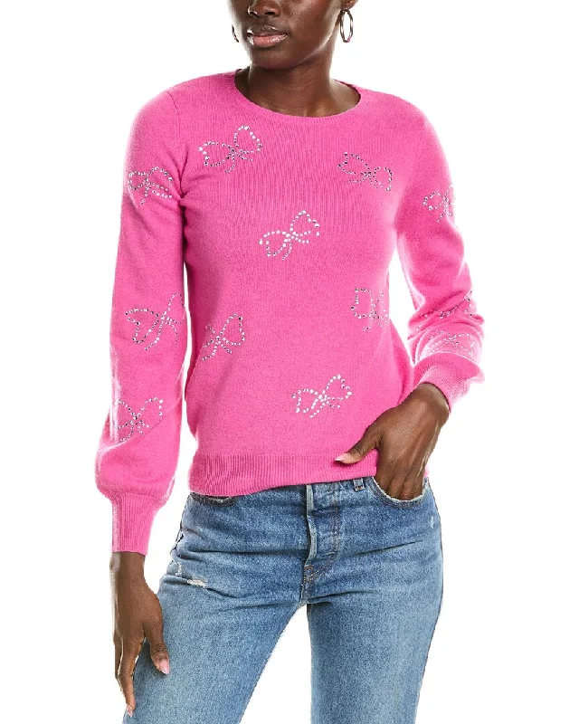 Women's Clothing For Travel Relaxed Style sofiacashmere Heatset Bows Cashmere Sweater