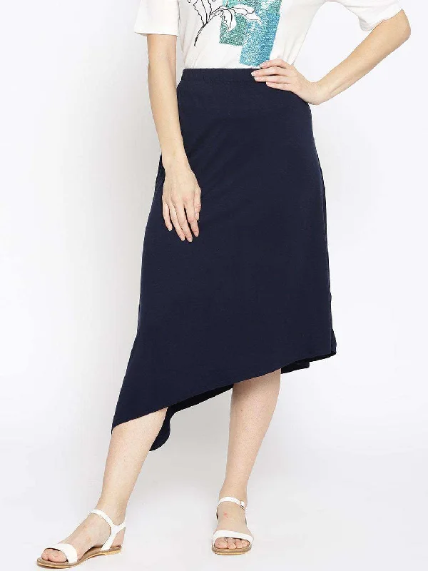 Women's Outfit The Epitome Of Modern Women's Fashion Women's Navy Viscose Elastane Knit Skirt