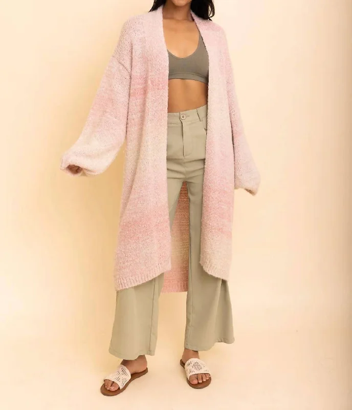 Charming Everyday Clothing For Women Wardrobe Essentials Cozy Knit Longline Cardigan In Blush