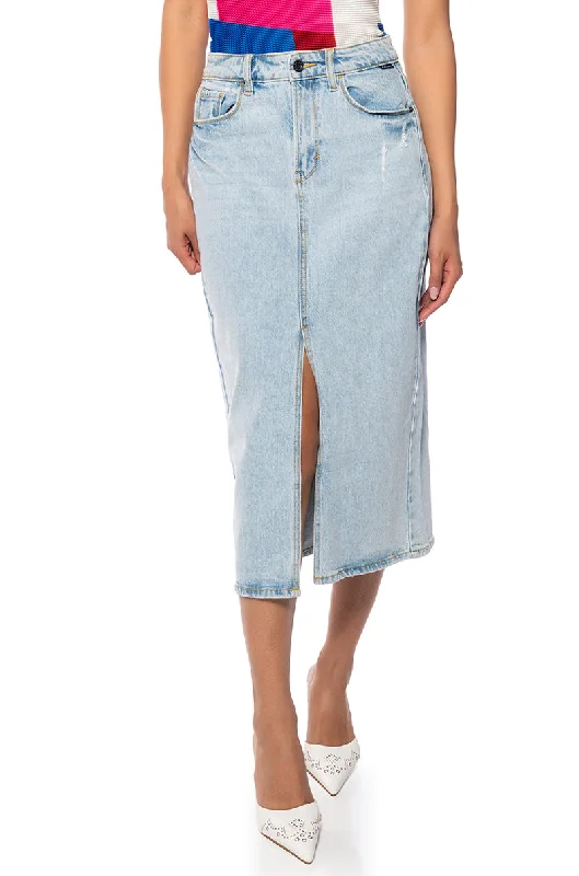 Women's Outerwear Clothing Flash Sale, Don'T Miss BRIANA CENTER SLIT DENIM MIDI SKIRT