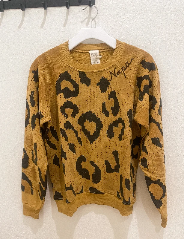 Sustainable Women's Clothing Fashion Sale Into The Wild Napa Embroidered Sweatshirt, Leopard