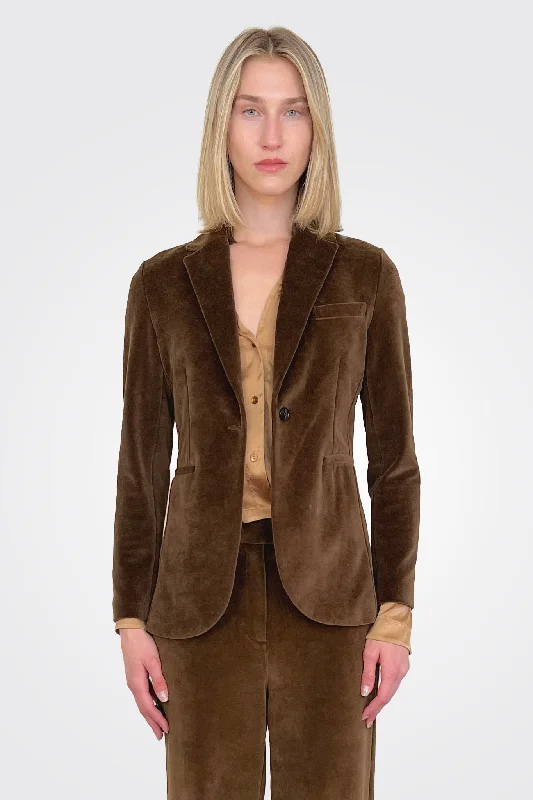 Stylish Women's Outfit Minimalist Elegant Blazer - Brown