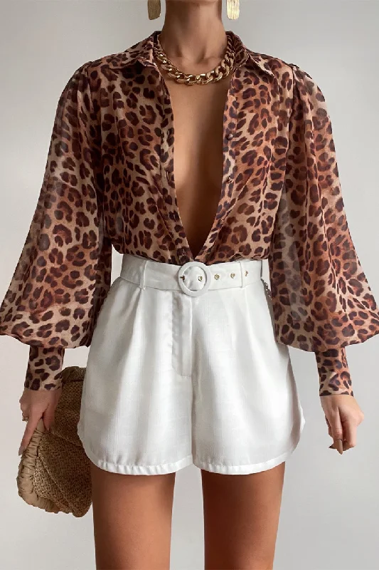 Women's Luxury Attire Flowy Fabric FLEETWOOD BLOUSE - LEOPARD PRINT