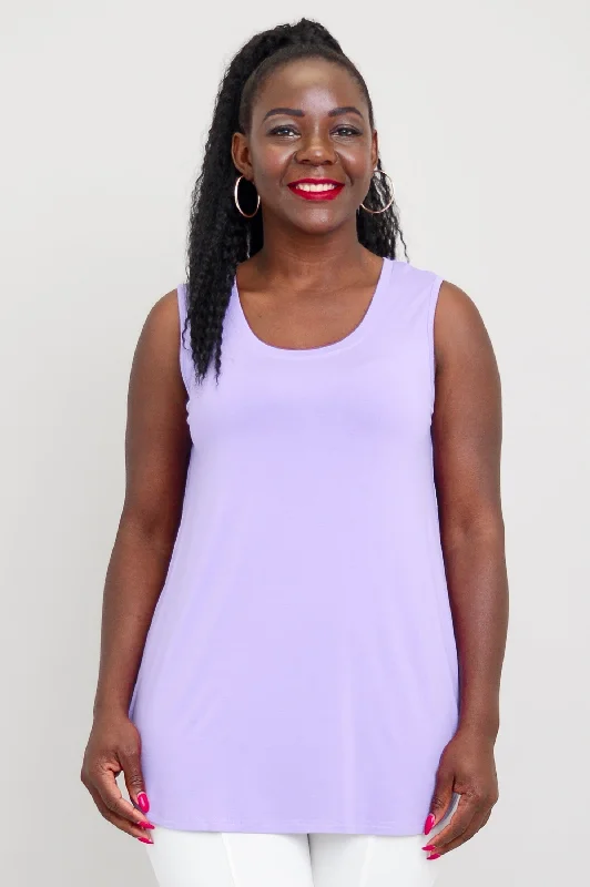 Women's Clothes And Apparel Signature Style Essentials Jazz Tank, Lavender, Bamboo