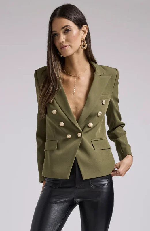 Women's Fashionable Attire For Work All Season Fashion Collection Delilah Crepe Blazer - Olive