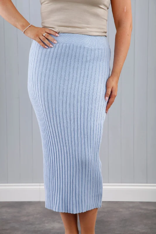 Women's Charming Outfit For Events Spring Fling Sale Reese Ribbed Skirt Baby Blue