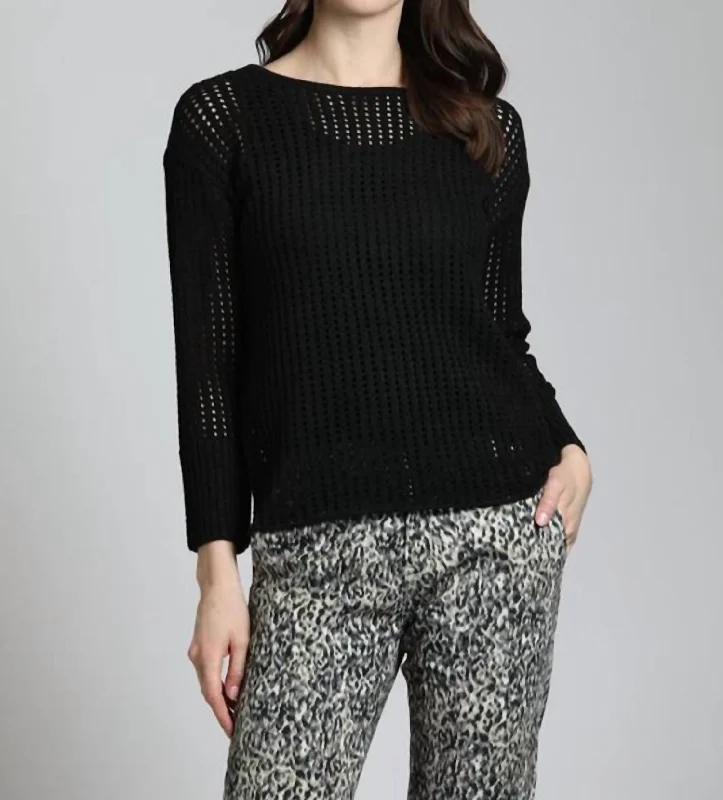 Stylish Women's Outfit Limited-Time Offer Open Knit Pullover Sweater In Black