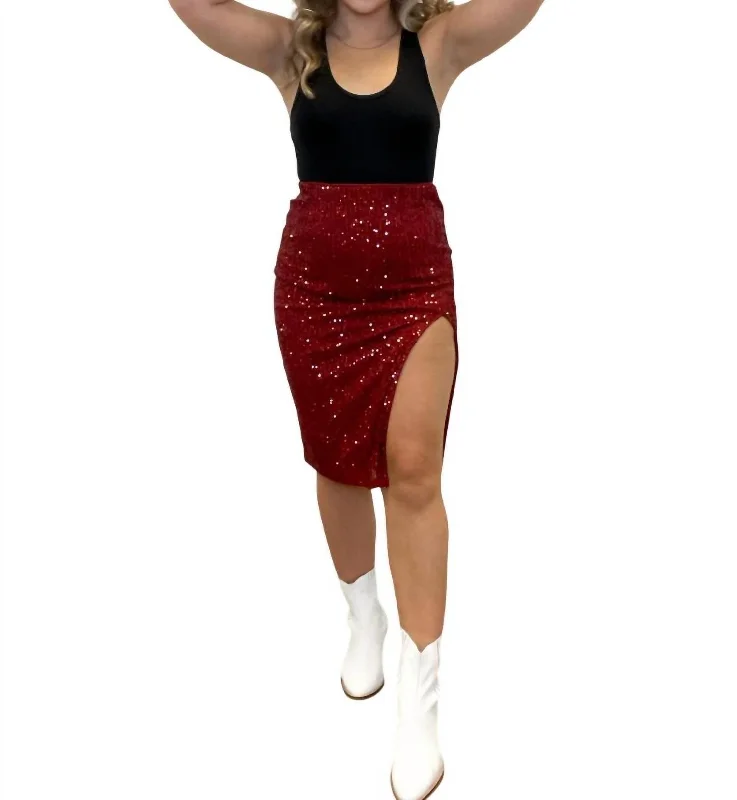 Women's Work Apparel Seasonal Style Discounts Rockin' Sequin Skirt In Red