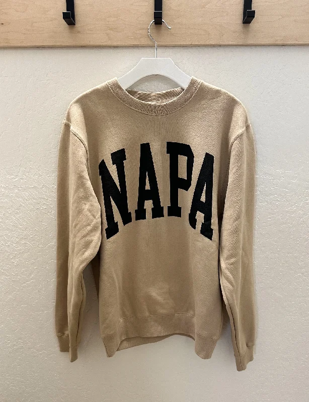 Women's Clothing For Outdoor Events Budget-Friendly Fashion Napa Block Crewneck Sweatshirt, Tan/Black