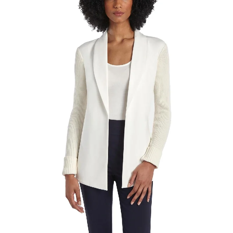 Modern Women's Attire Mid - Week Surprise Womens Mixed Media Cotton Stretch Cardigan Sweater