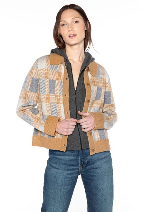 Women's Outfit Season Transition Versatile Wear Clearance Kinross Cashmere Short Plaid Shacket