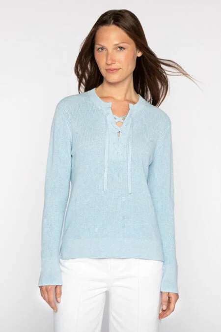 Women's Vacation Attire Early Access To Art Deco Styles Sale Kinross Cashmere Lace Up Rib Crew