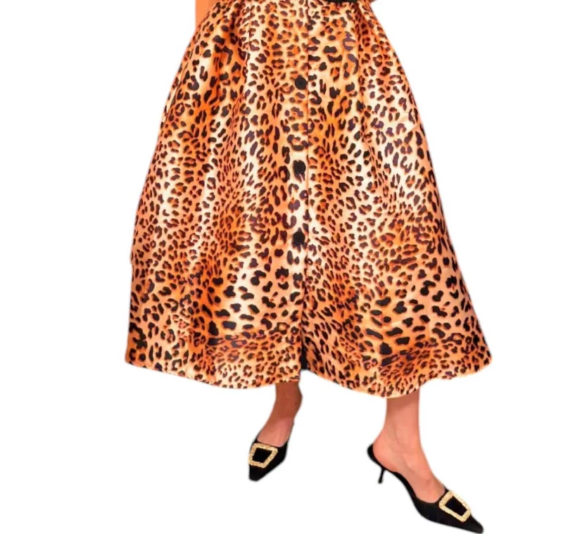 Women's Vintage Garments Hot Sale Button Down Midi Skirt In Leopard