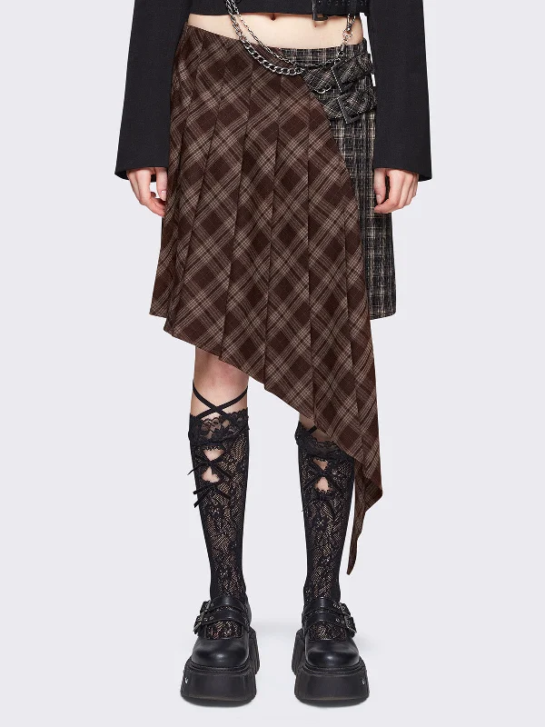 Women's Date Night Outfit Great Deals On Ethnic Cultural Wear Kya Plaid Asymmetric Skirt