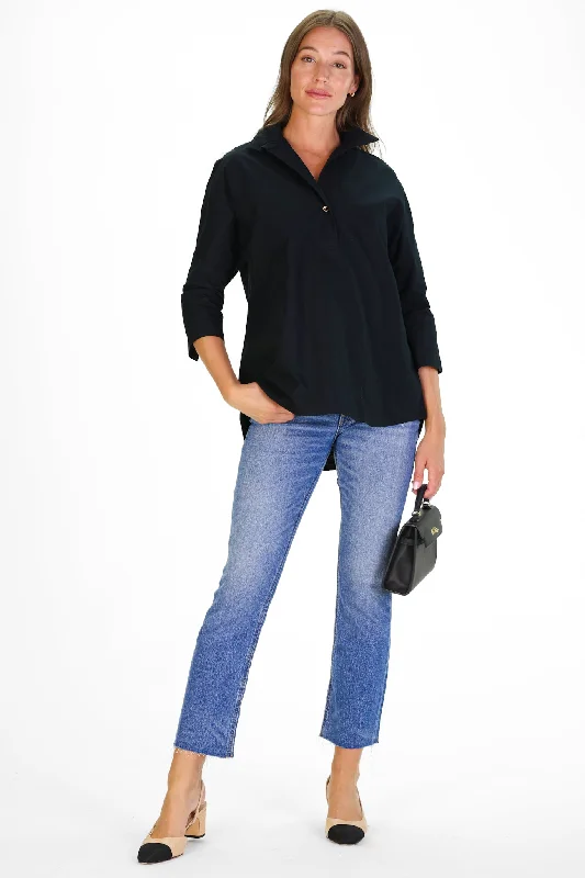 Elegant Clothing For Women Essentials On Sale The Joanna Popover in Black Oxford