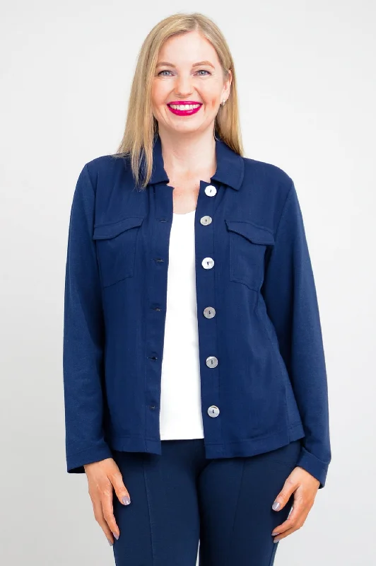 Women's Professional Attire Everyday Basics Lauren Jacket, Indigo, Linen Bamboo