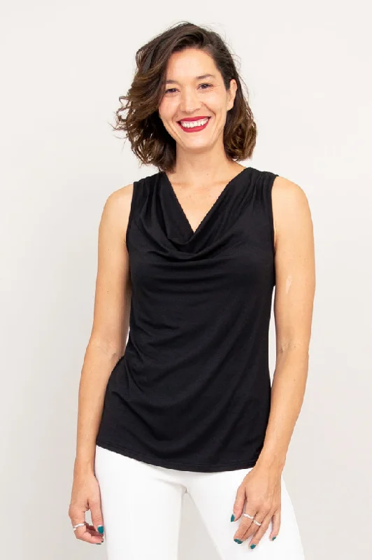 Women's Athletic Outfit Relaxed Style Charisse Tank, Black, Bamboo