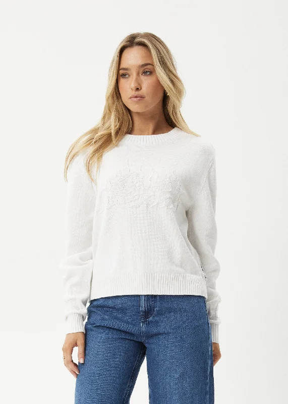 Fashion-Forward Women's Clothing Unleash Your Trendy Side AFENDS Womens Inferno - Knit Crew Neck - White