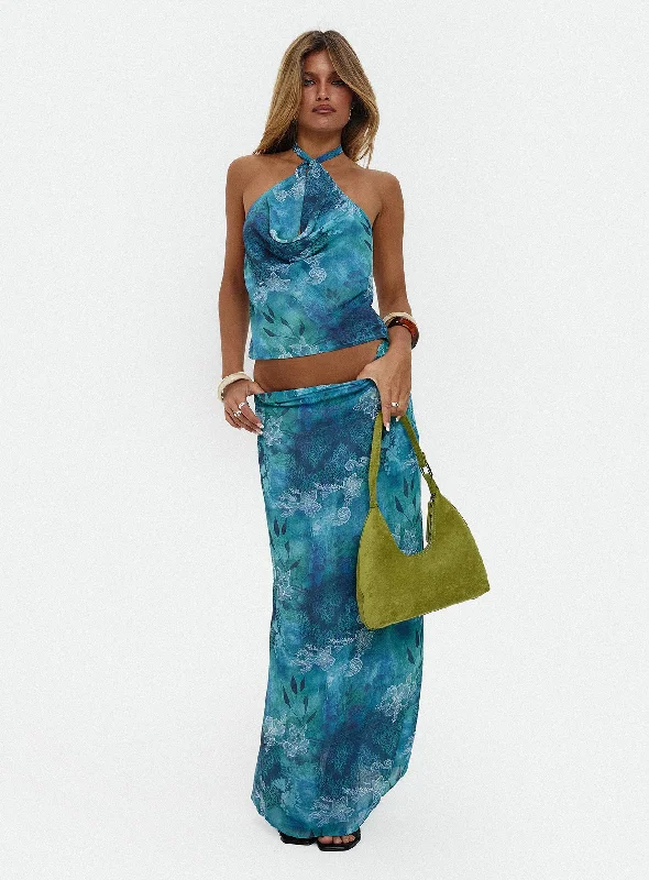 Women's Clothing For Casual Outings Limited Styles Eleganza Maxi Skirt Blue Multi