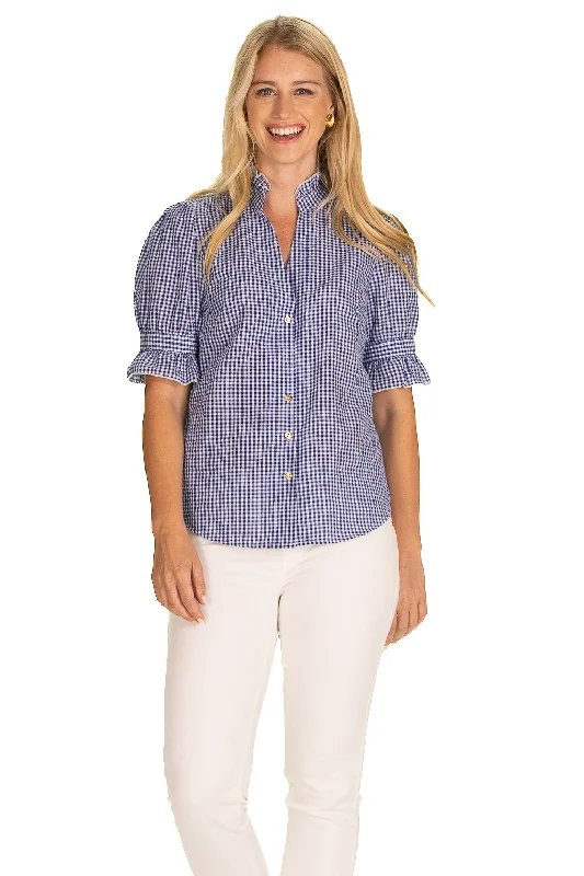 Women's Trendy Casual Clothes Discover Promotions The Marlow Top in Navy Gingham