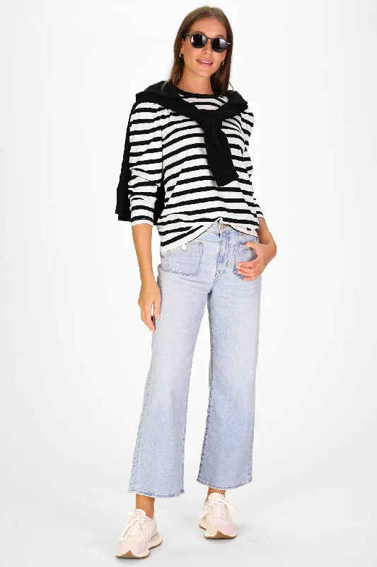 Charming Everyday Clothing For Women Sustainable Fashion Extravaganza Lynn Top in Black and White Stripe