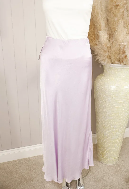 Women's Cozy Winter Attire Chic Style Satin Flair Skirt Lilac