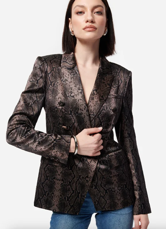 Women's Vacation Attire Exclusive Designer Collection Zana Blazer - Grey Snake